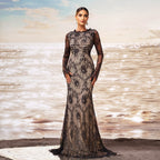 Women's Lace Long Sleeve Fishtail Evening Maxi Dress