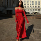 Women's Stand-Collar Cutout Long-Sleeve Dress