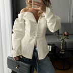 Women's Off-Shoulder Lace-Up Long Sleeve Top