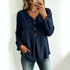 Women's Fringe V-Neck Long-Sleeve Top