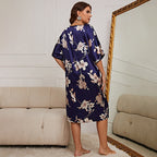 Women's Plus Size Printed Silk Nightdress Pajama