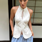 Women's Lace-Up Halter Vest Top