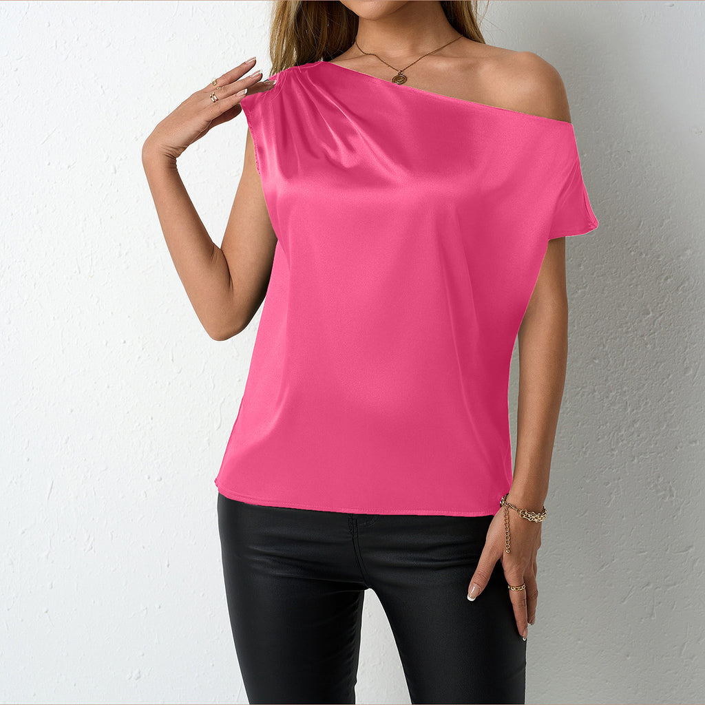 Women's Satin Asymmetric Sleeveless Top