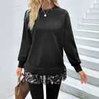 Women Sweater British Velvet Elegant round Neck Sweatshirts