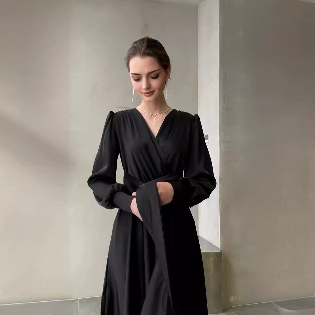 Lace-Up Pleated Waist Dress