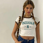 Women's Short Letters Slim Fit Short Sleeve T-Shirt Clothes