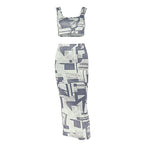 Women's Slim Fit Home Women Clothing Casual Multicolor Off Neck Skirt Set Backless Tube Top Two Piece Set