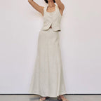 Cotton Linen High Sense Vest Jacket Hip