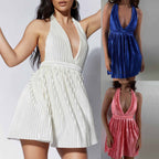 Women's Halter Backless A-Line Mini Dress