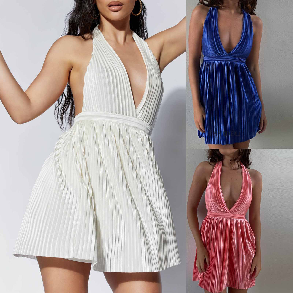 Women's Halter Backless A-Line Mini Dress