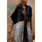 Women's Lace-Up Batwing Cardigan Top
