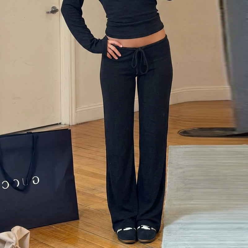 Women's Solid Wide-Leg Drawstring Pants