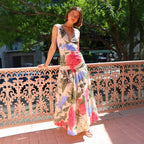 Women's Printed Strap Dress V neck Dress