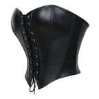 Black Leather Lace-Up Corset Top