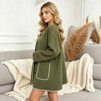 Women's Contrast-Trim Button Coat