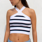 Women's Striped Halter Knitted Tube Top