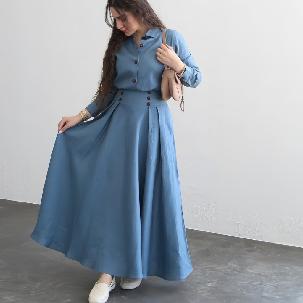 Women's Linen Two-Piece Skirt Set