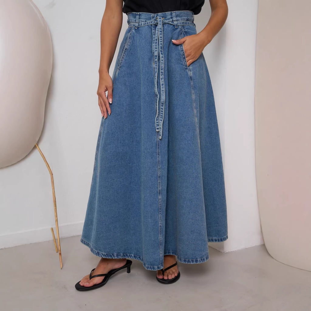 Spring Summer High Waist Casual Denim Skirt