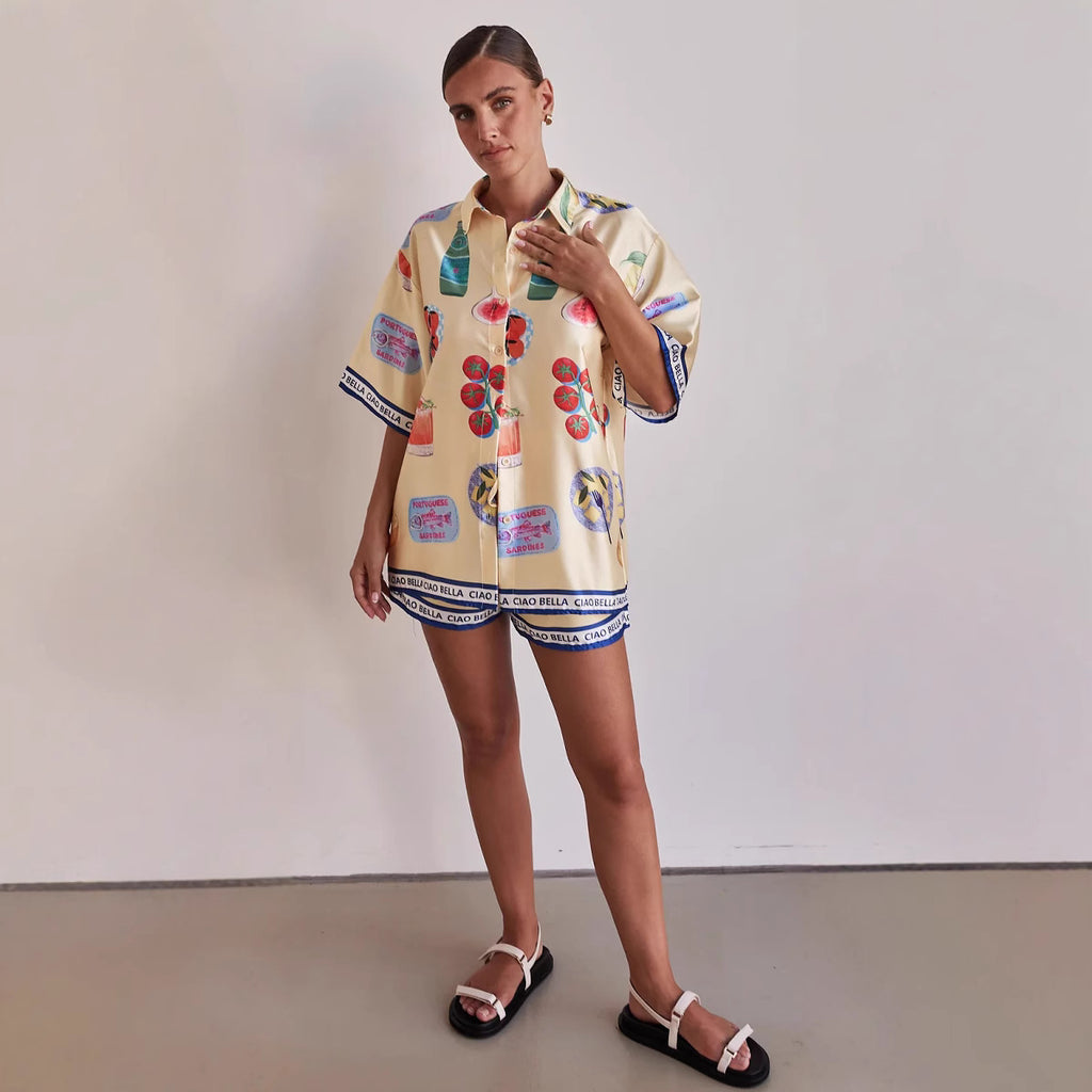 Women's Homewear Cartoon Collared Cardigan Short Coat