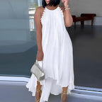 Women's Halter Backless Embroidered A-Line Maxi Dress