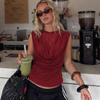 Women Clothing Summer Lace See through round Neck SL Slim