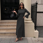 Women's Polka-Dot Backless Lace-Up Maxi Dress