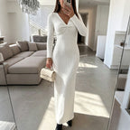 Women's Twisted V-Neck Wool-Blend Dress