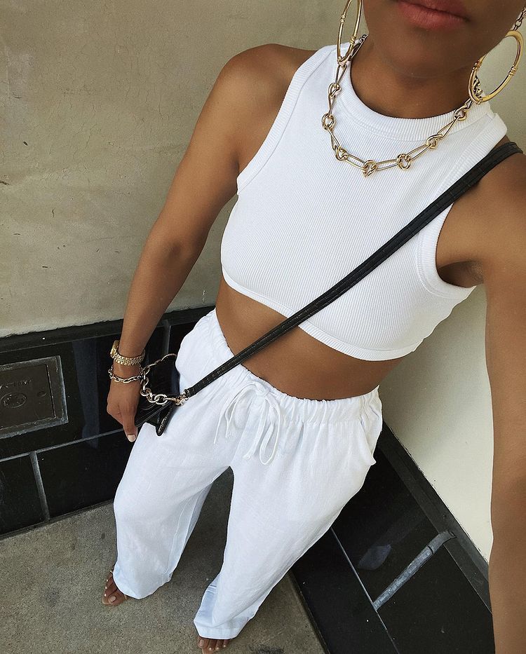 's Crew Neck Rib Sports Vest Cropped Waist I Shaped Short Top