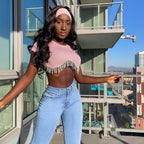 Women's Metal Chain Rhinestone Crop Top