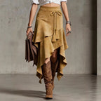 Women's Asymmetric Suede Skirt