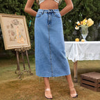 Casual Trend High Waist A Line Denim Skirt