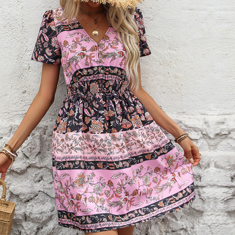 Bohemian Floral Print Dress