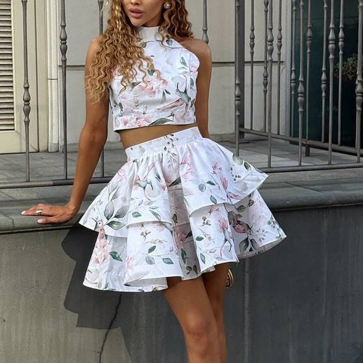 Women's Backless Top and Pettiskirt Set
