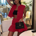 Women's Sleeveless Top and Fishtail Skirt Two-Piece Set