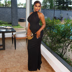 Women's Halter Ruched Bodycon Maxi Dress