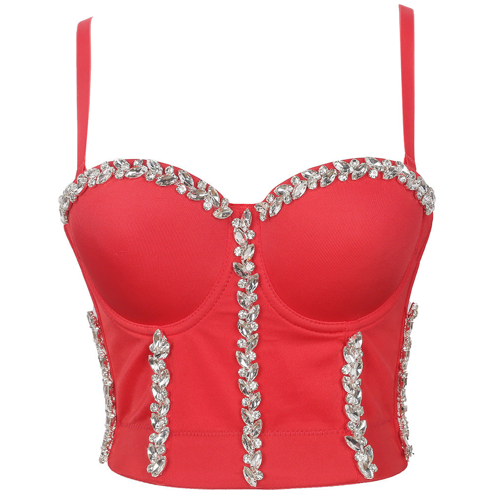 's Drill Chain Camisole Beaded Wrapped Chest Shaping Non-Slip