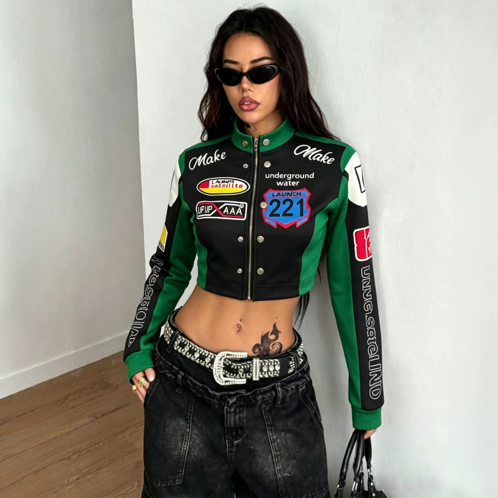 Celebrity Motorcycle Varsity Jacket Women Casual Jacket