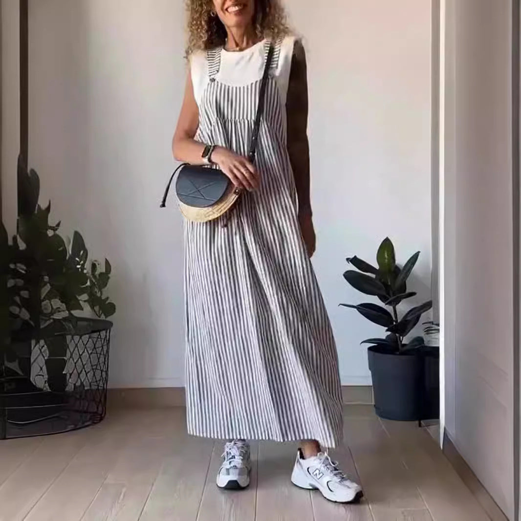 Summer Striped Overall Skirt