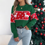 Women's Snowflake Elk Jacquard Sweater