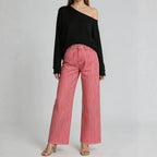 Multi Color Stripe Design Casual Straight Leg Jeans