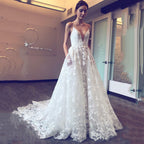 White Dress V-Neck Strap Dress Hollow Out Cutout Lace Dress