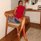 Women's Asymmetric Ruched Mock-Neck Mini Dress
