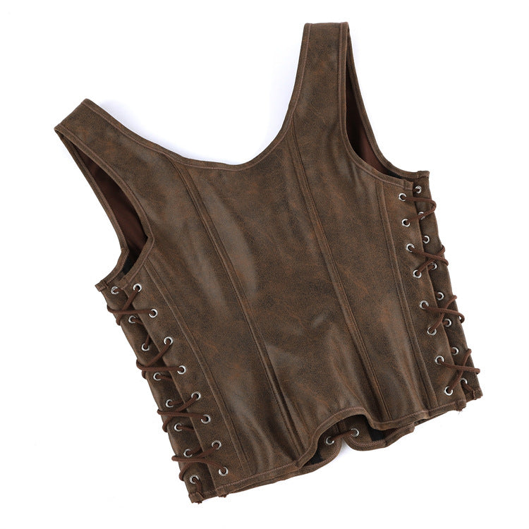 Three Side Rope Adjustable Retro Design Ladies Vest Court
