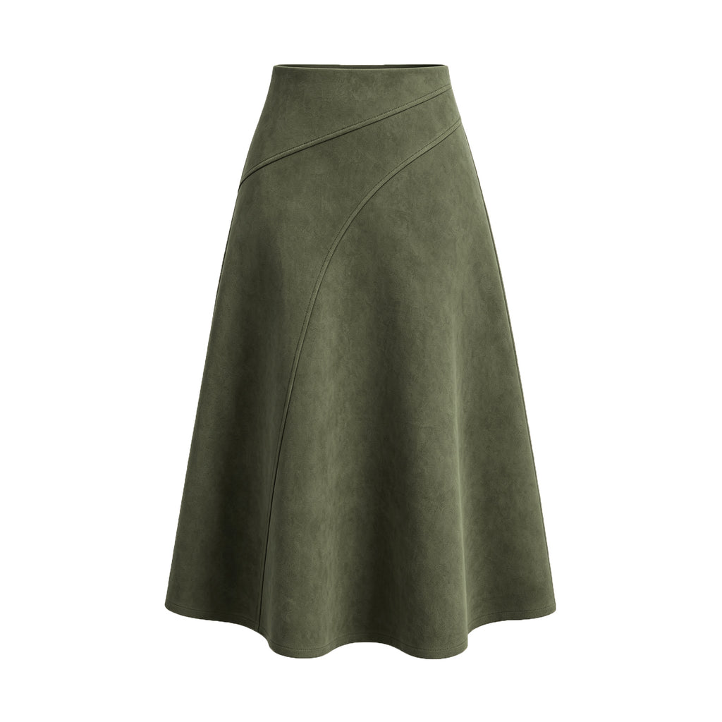 Autumn Women Clothing Suede Stitching HW Elastic Zipper A