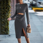 Women's Elegant Slim-Fit Office Midi Dress