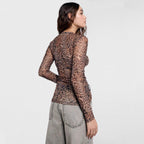 Leopard Mesh Fitted Top