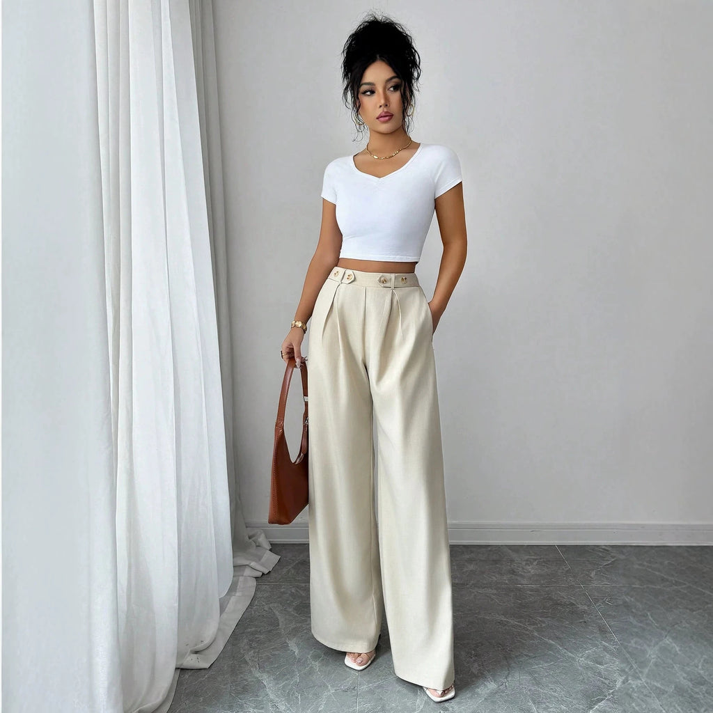 Slimming Elegant Pants WL Straight Pants, HW Drooping