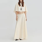 Women’s Cape-Sleeve High-Waist Two-Piece Skirt Set