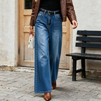 Women's Rivet Wide-Leg High-Waist Jeans