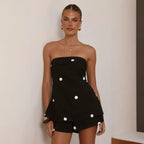 Summer Casual Polka Dot Printed Sexy Chest Wrapped Shorts Two Piece Sets